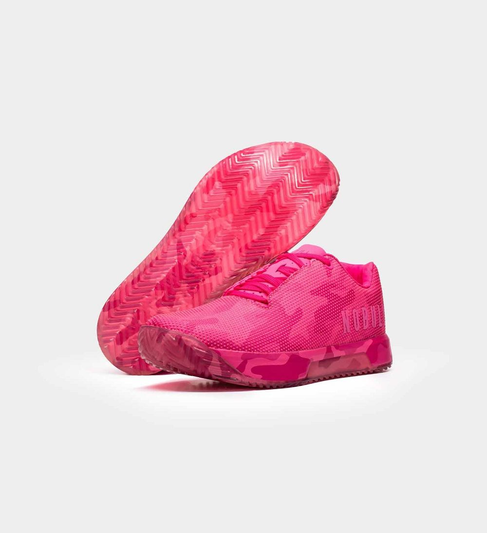 Men NOBULL Neon IMPACT Training Shoes Neon Pink Camo | LOASW-6198