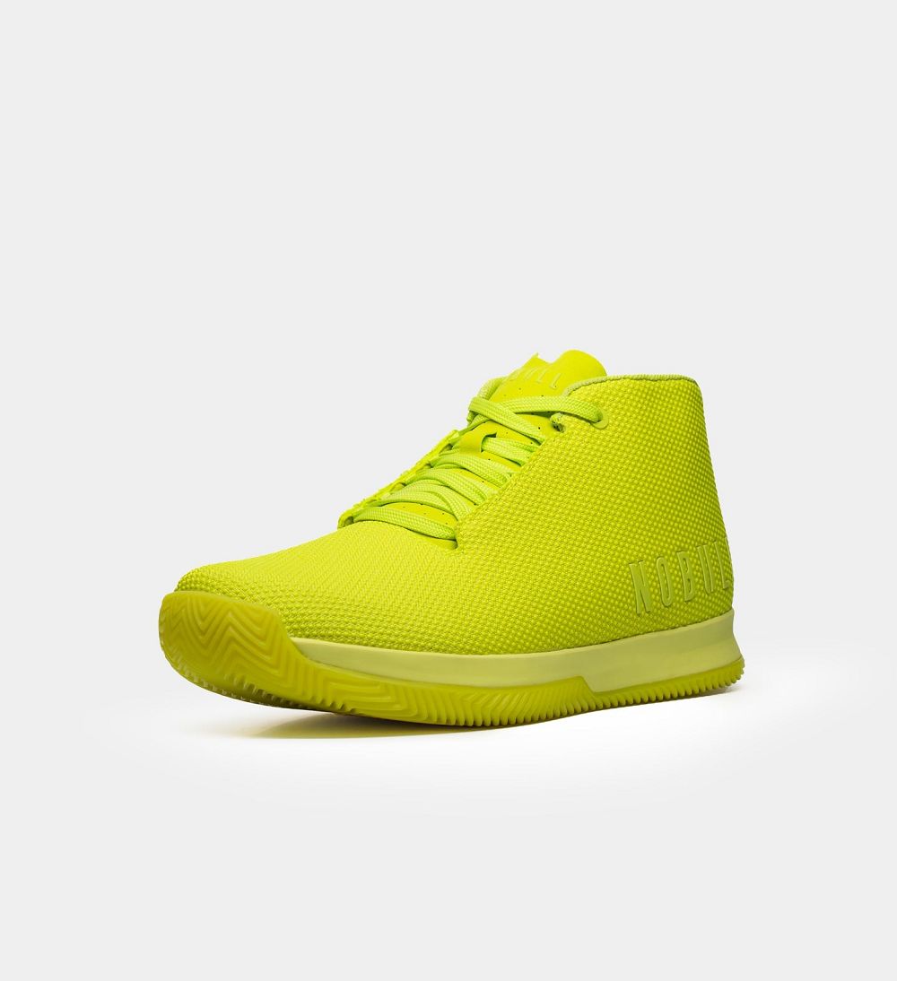 Men NOBULL Neon Mid Court Training Shoes Neon Lime | VRAIP-1630