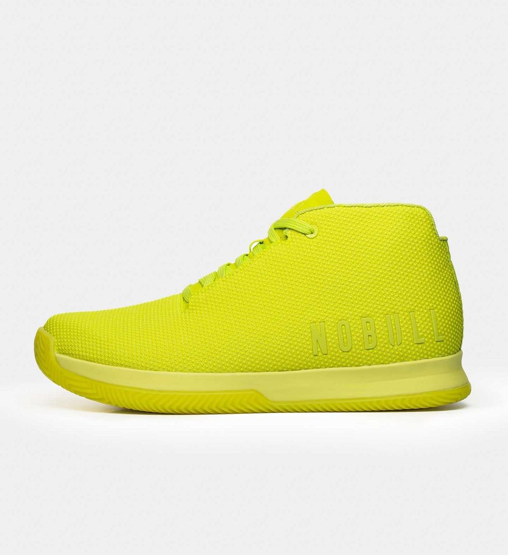 Men NOBULL Neon Mid Court Training Shoes Neon Lime | VRAIP-1630