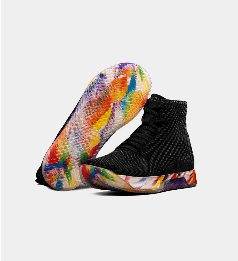 Men NOBULL Pride High-Top IMPACT Training Shoes Rainbow Black | QSEJZ-0536