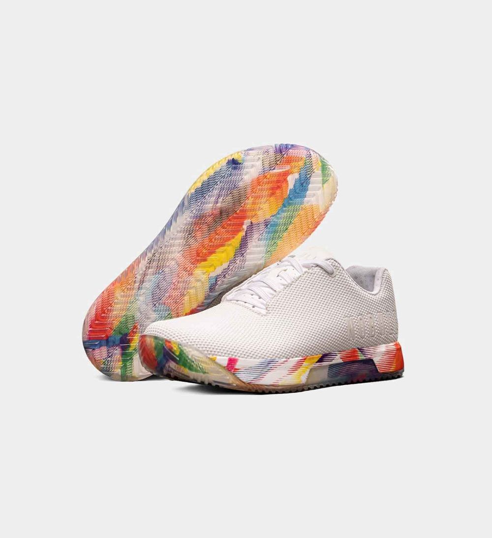 Men NOBULL Pride IMPACT Training Shoes Rainbow White | WJHVS-9620