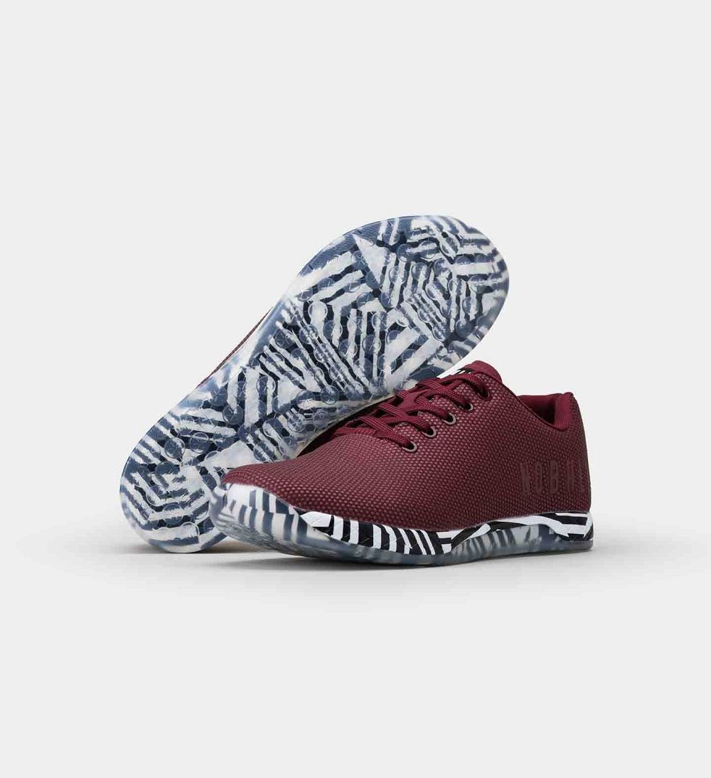 Men NOBULL Printed OUTWORK Training Shoes Cabernet Zebra | DBRCF-6042