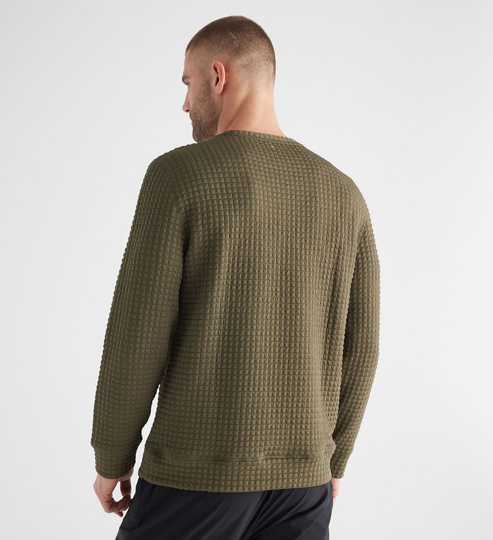 Men NOBULL Quilted Crew Pullover Army Green | ORBLF-2517