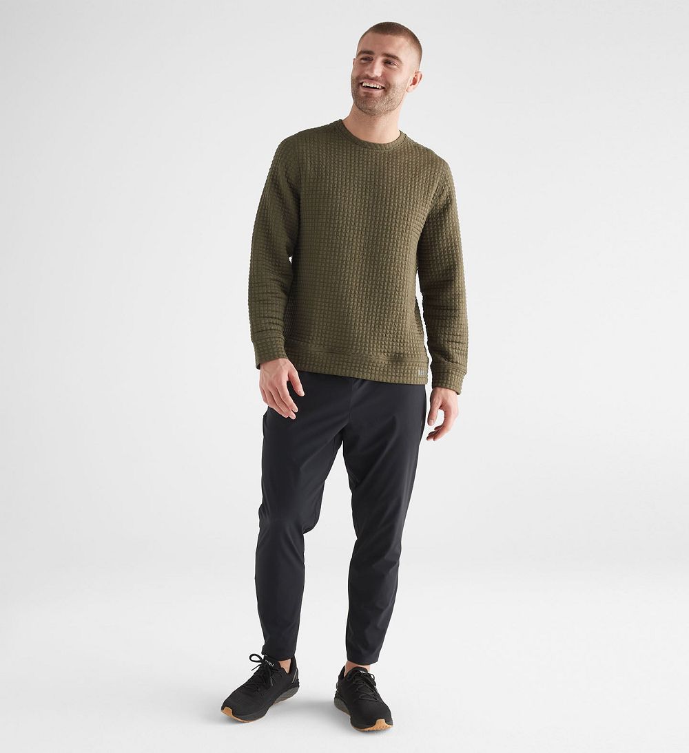 Men NOBULL Quilted Crew Pullover Army Green | ORBLF-2517