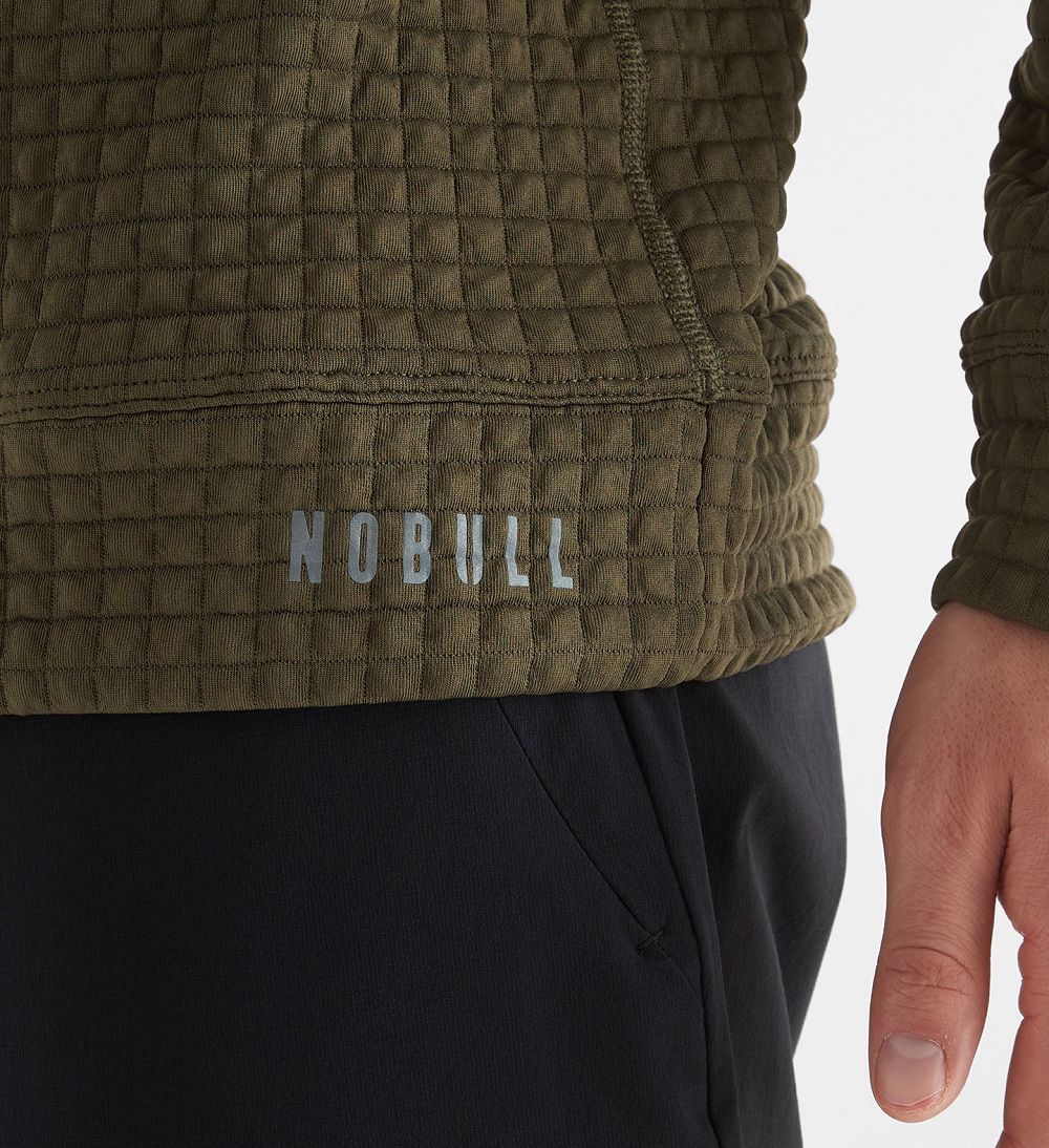 Men NOBULL Quilted Crew Pullover Army Green | ORBLF-2517