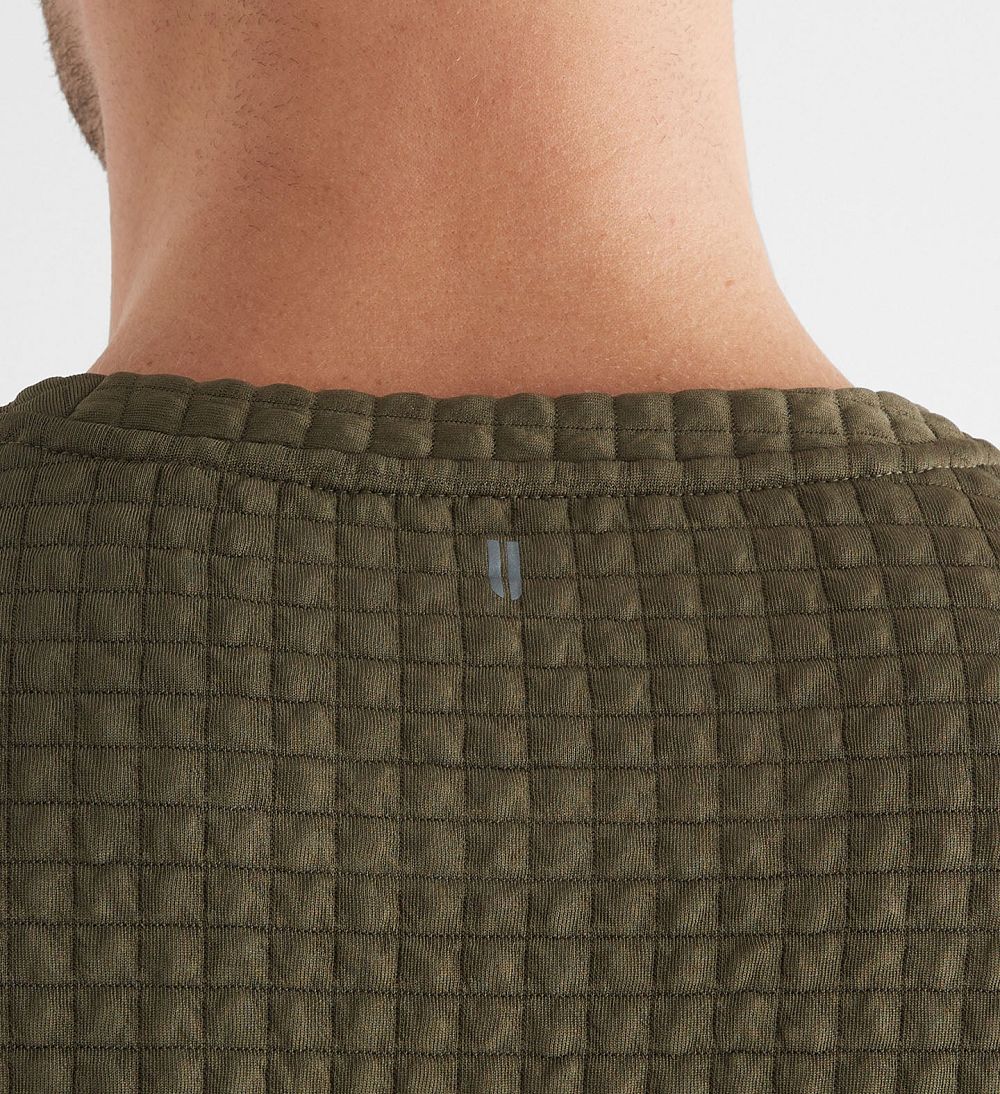 Men NOBULL Quilted Crew Pullover Army Green | ORBLF-2517