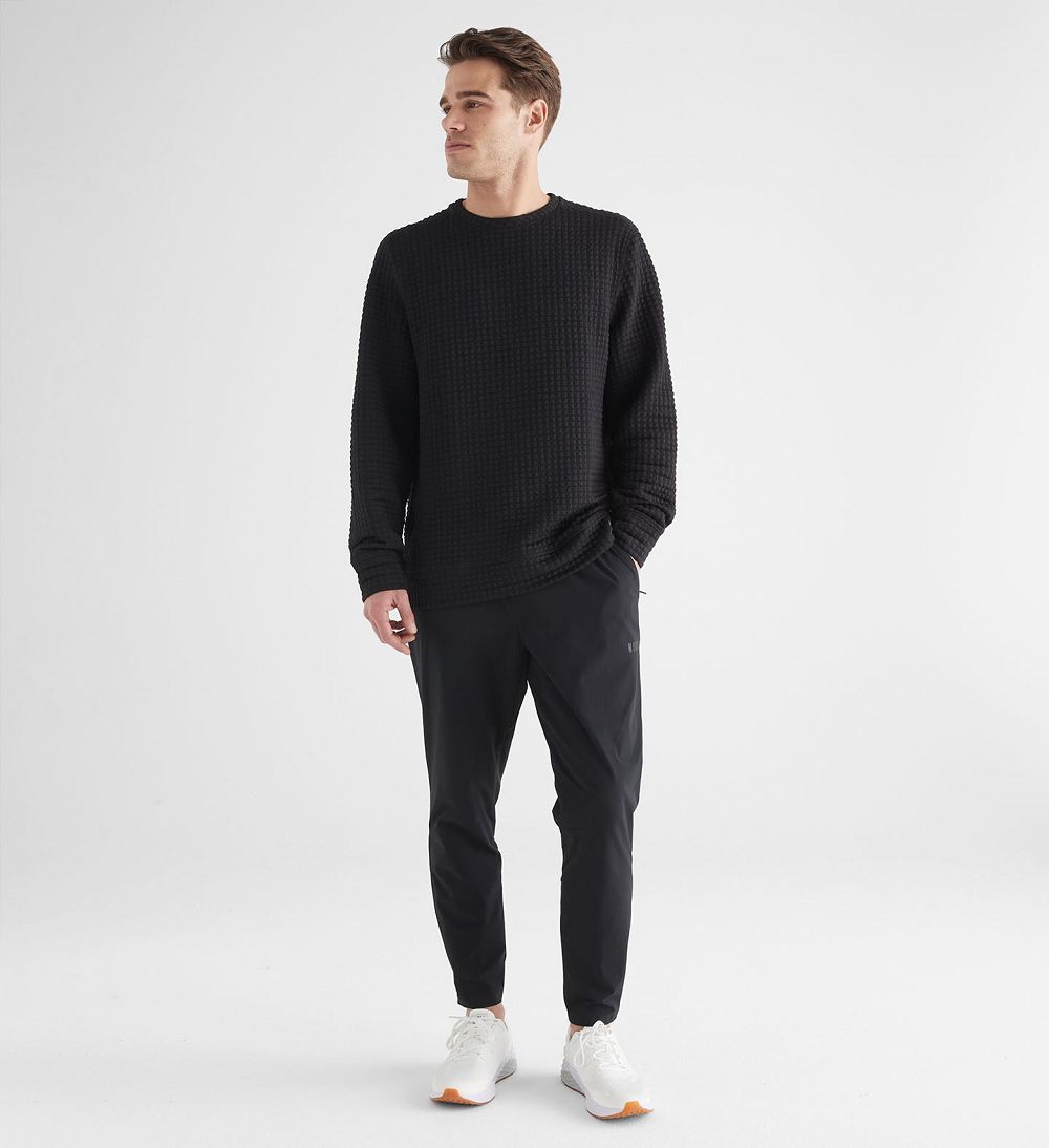 Men NOBULL Quilted Crew Pullover Black | IMWRJ-3846