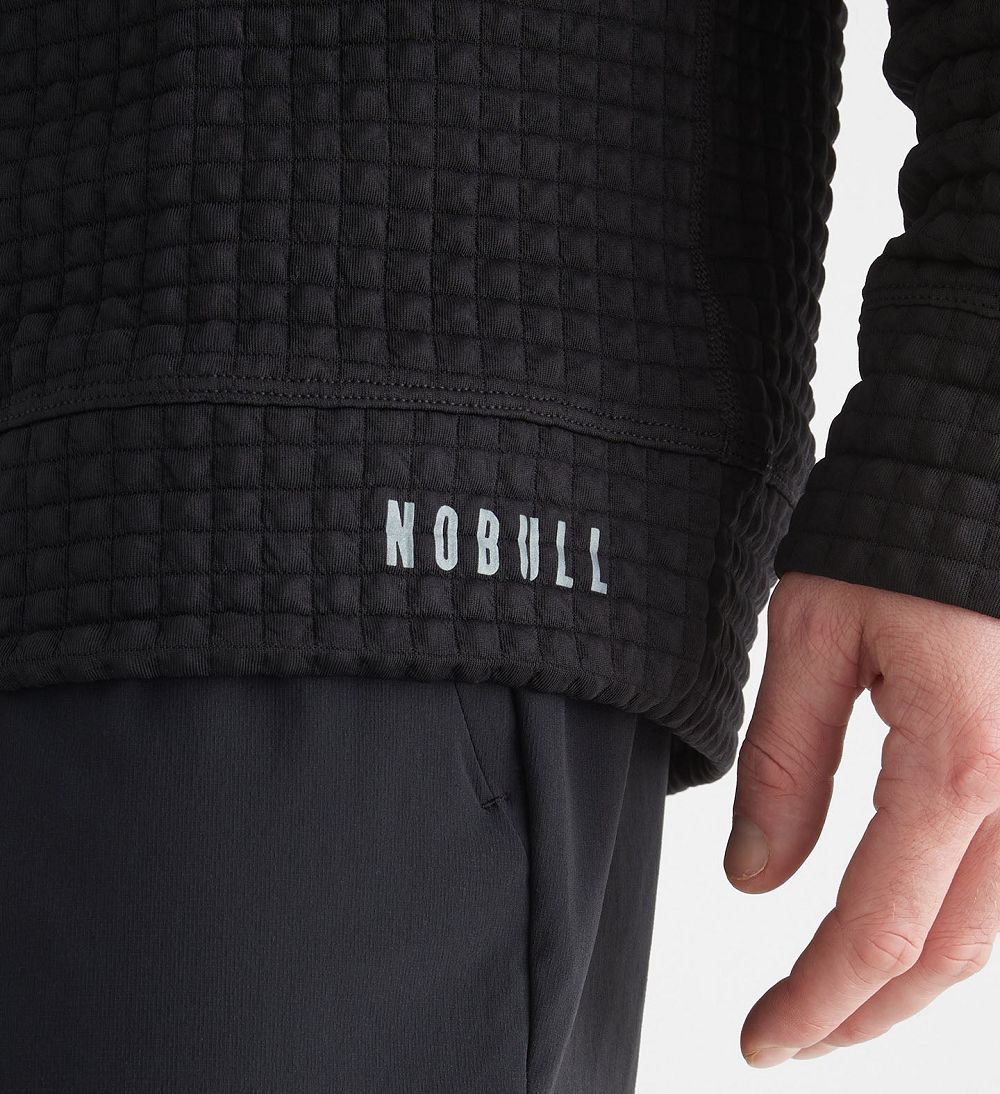 Men NOBULL Quilted Crew Pullover Black | IMWRJ-3846