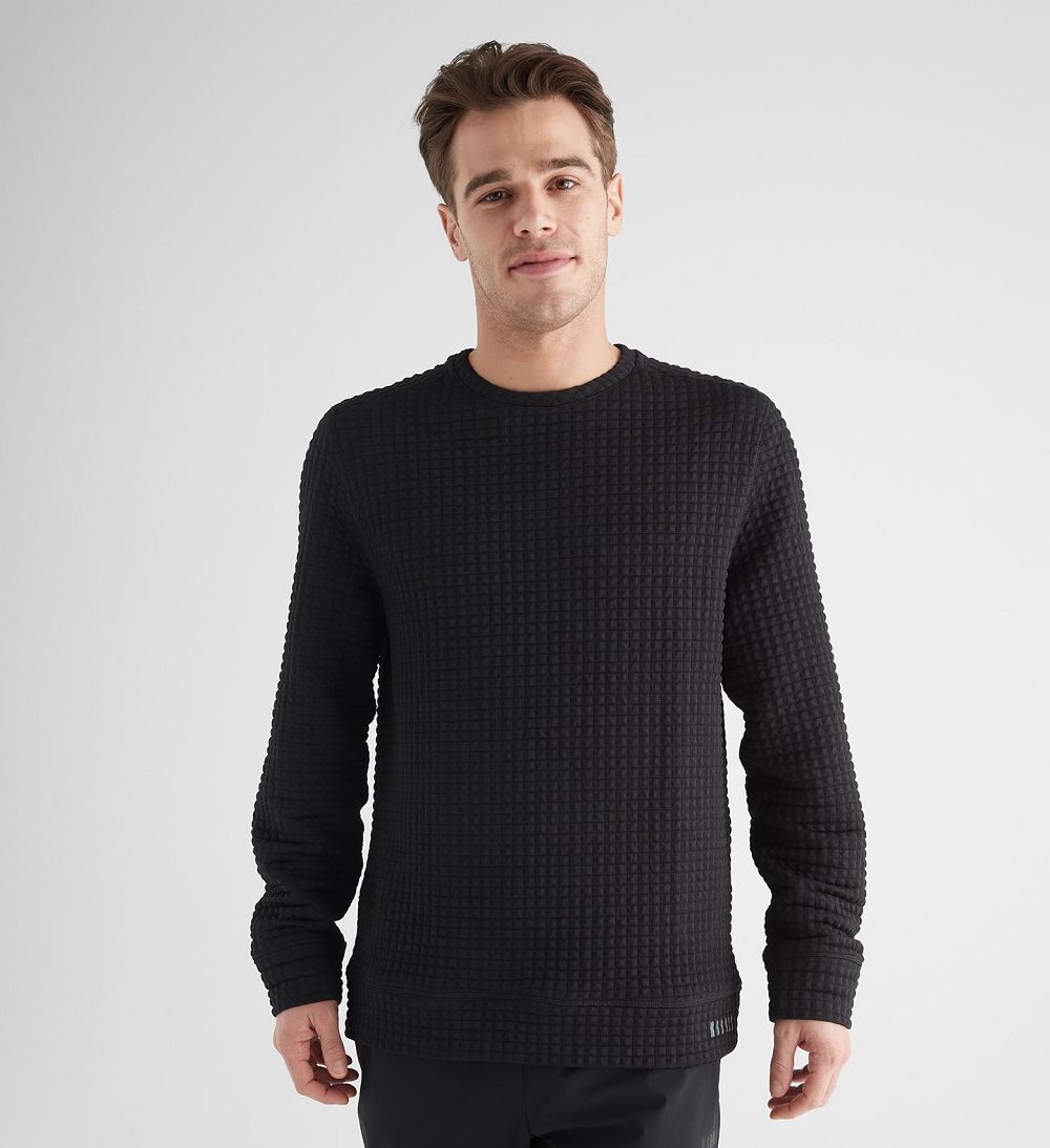 Men NOBULL Quilted Crew Pullover Black | IMWRJ-3846