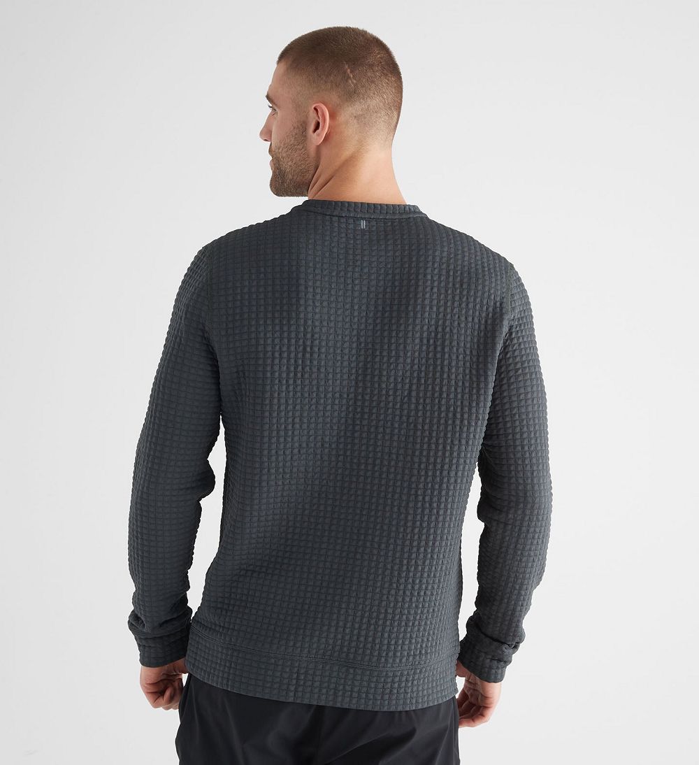 Men NOBULL Quilted Crew Pullover Dark Shadow | DGIZC-2813