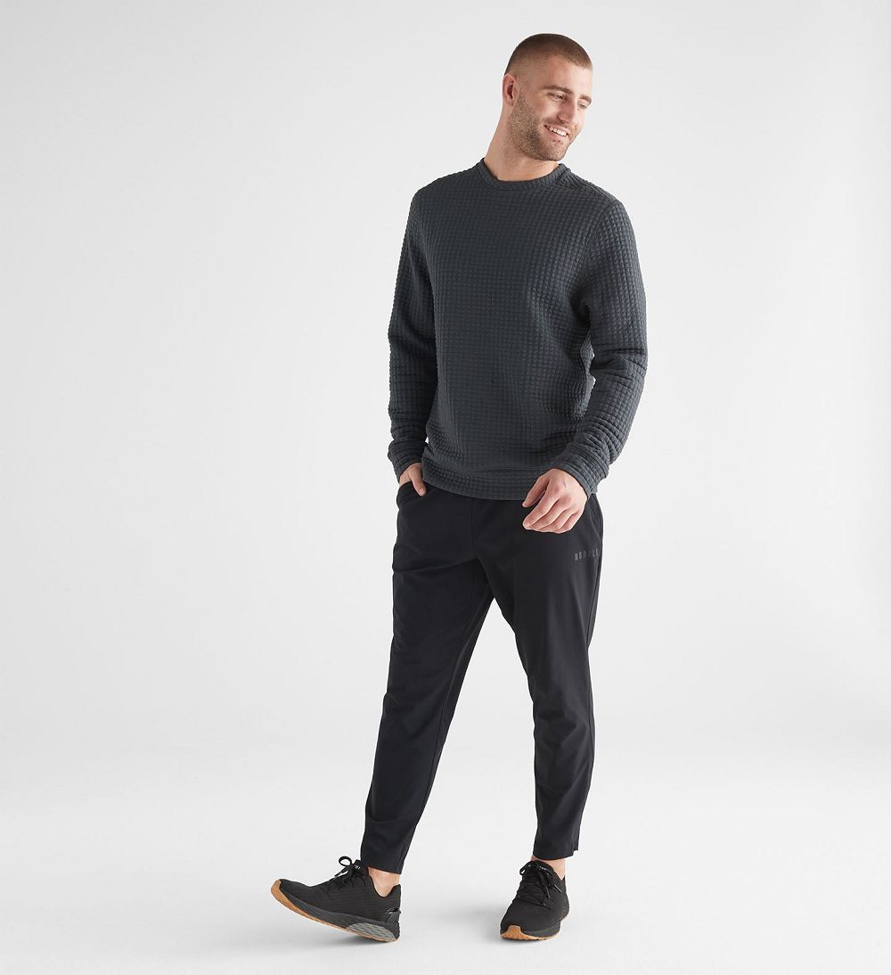 Men NOBULL Quilted Crew Pullover Dark Shadow | DGIZC-2813