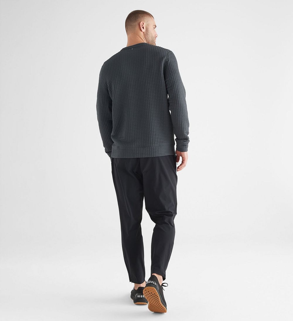 Men NOBULL Quilted Crew Pullover Dark Shadow | DGIZC-2813