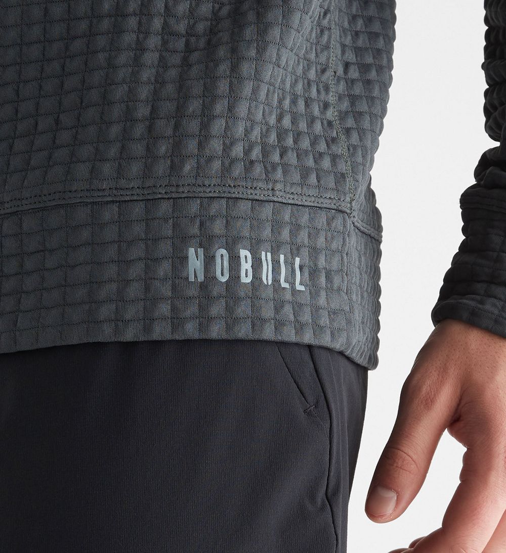 Men NOBULL Quilted Crew Pullover Dark Shadow | DGIZC-2813