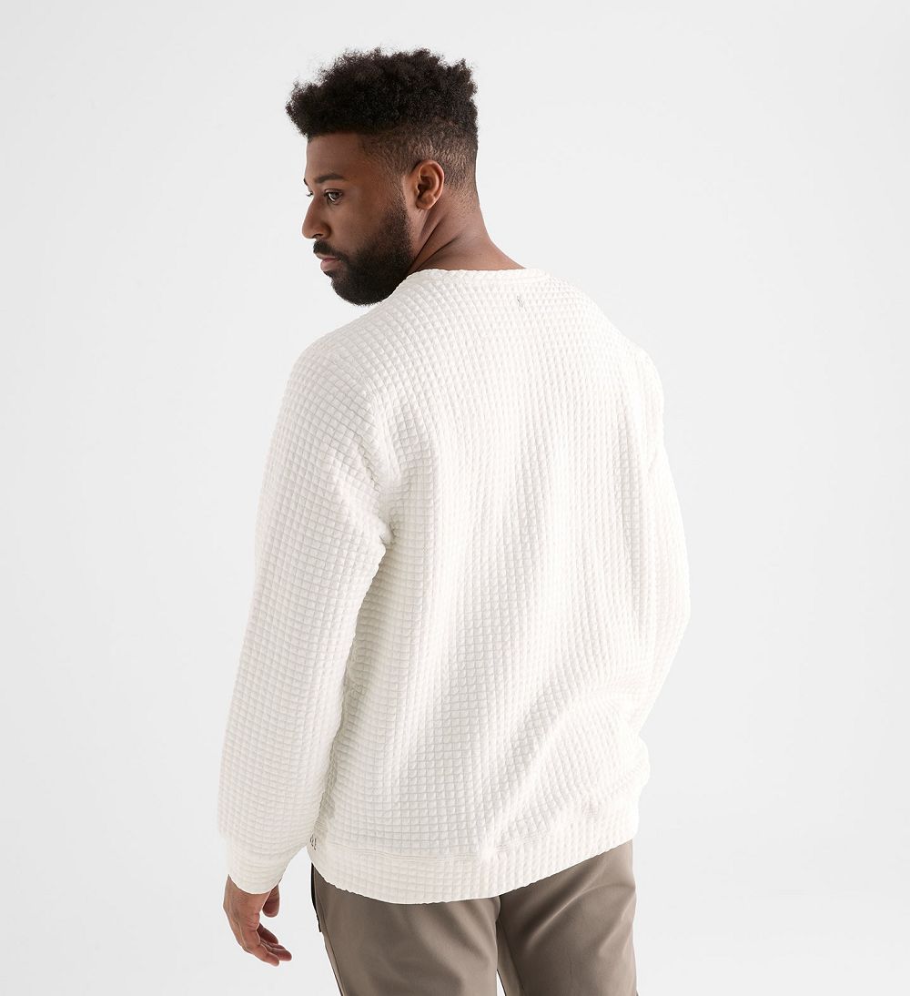 Men NOBULL Quilted Crew Pullover White | EJLWV-0346