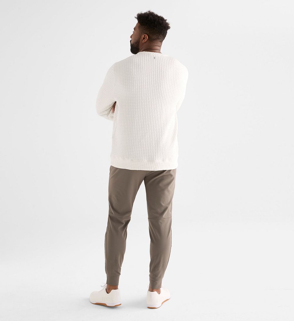 Men NOBULL Quilted Crew Pullover White | EJLWV-0346