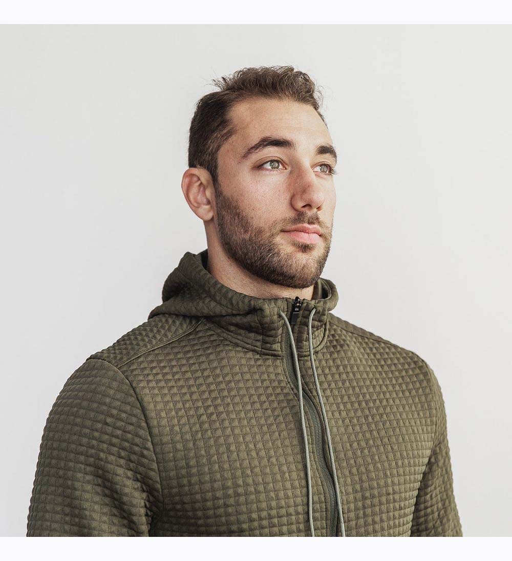 Men NOBULL Quilted Zip-Up Jacket Army Green | EUKNI-7603