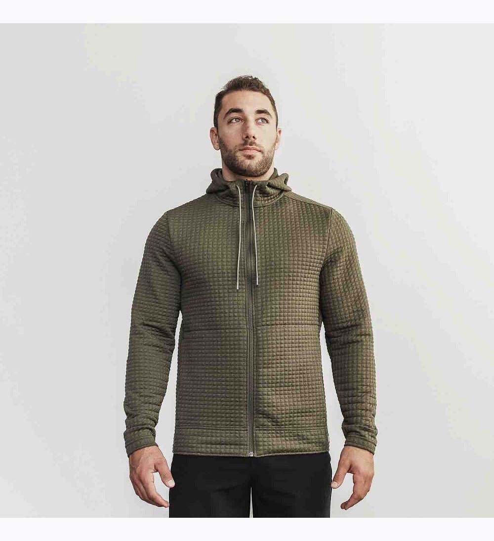 Men NOBULL Quilted Zip-Up Jacket Army Green | EUKNI-7603