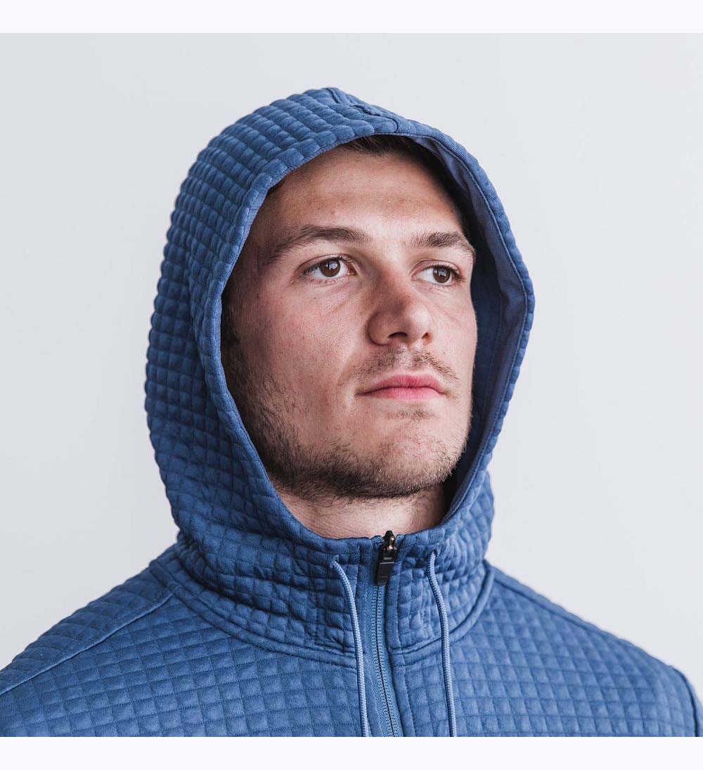 Men NOBULL Quilted Zip-Up Jacket Coastal Blue | ZTNQY-2314