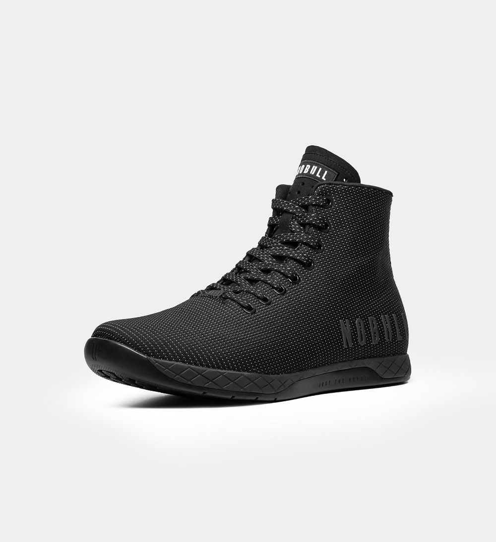 Men NOBULL Reflective Woven High-Top OUTWORK Training Shoes Black Reflective | LAFCE-1270