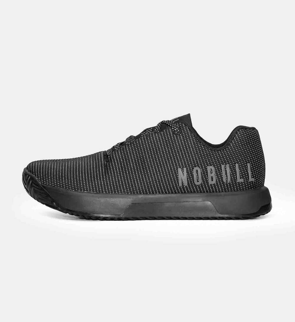 Men NOBULL Reflective Woven IMPACT Training Shoes Black Reflective | UVMSE-3017