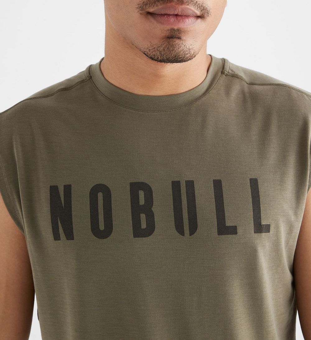 Men NOBULL Sleeveless Tanks Army Green | LGSDO-7460