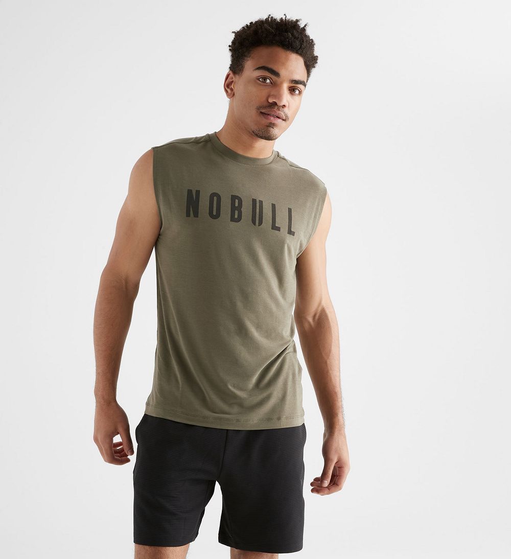 Men NOBULL Sleeveless Tanks Army Green | LGSDO-7460