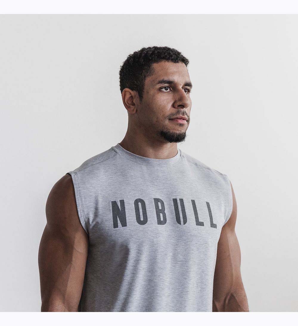 Men NOBULL Sleeveless Tanks Light Heather Grey | WIYUT-5783