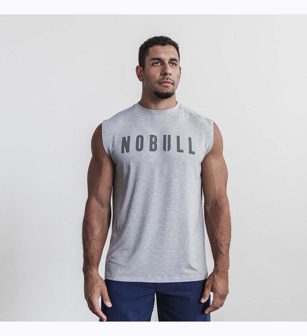 Men NOBULL Sleeveless Tanks Light Heather Grey | WIYUT-5783