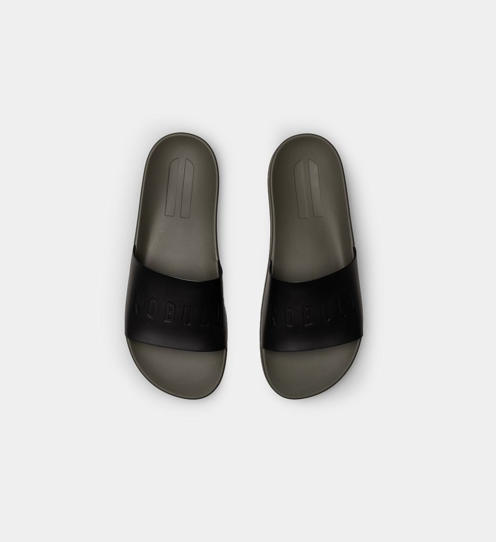 Men NOBULL Slides Black Ivy | QLBRC-9476