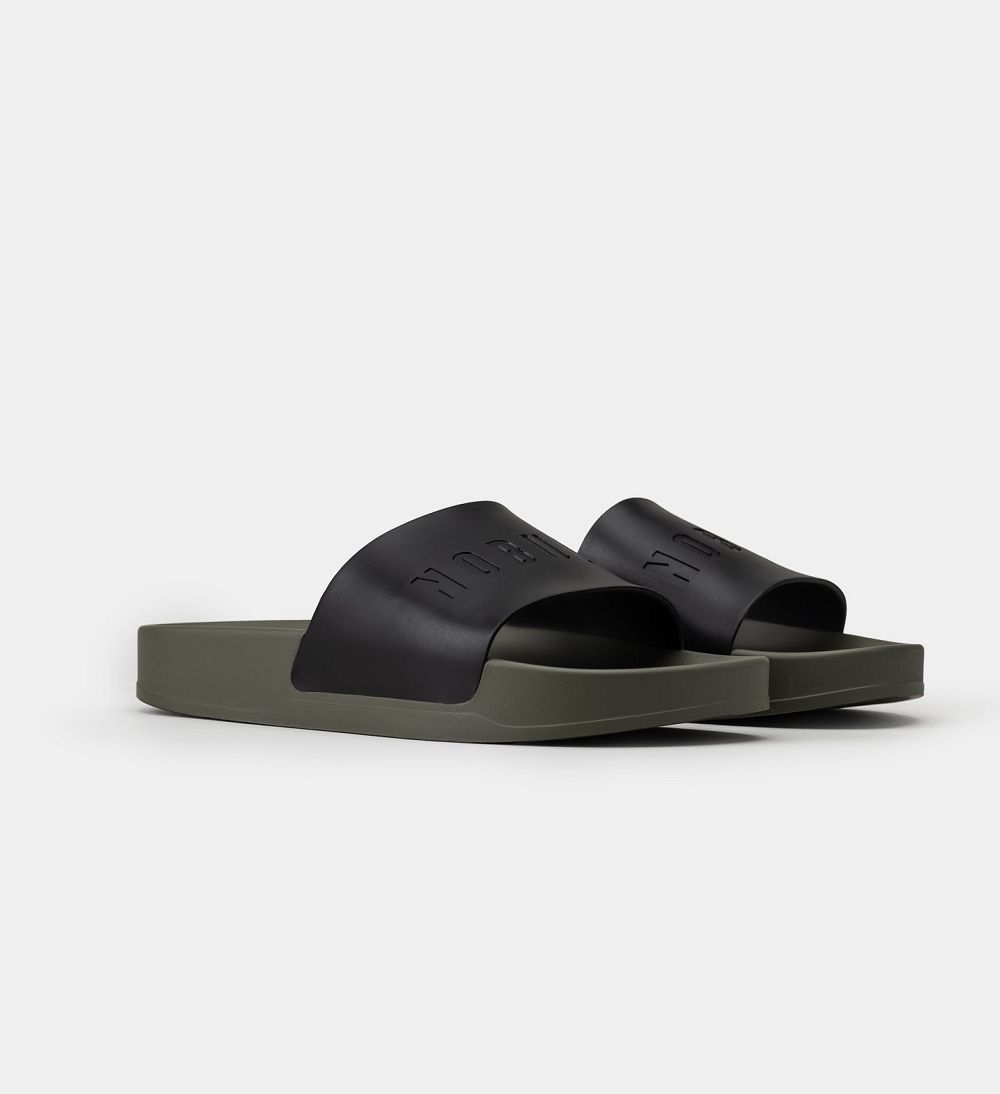 Men NOBULL Slides Black Ivy | QLBRC-9476