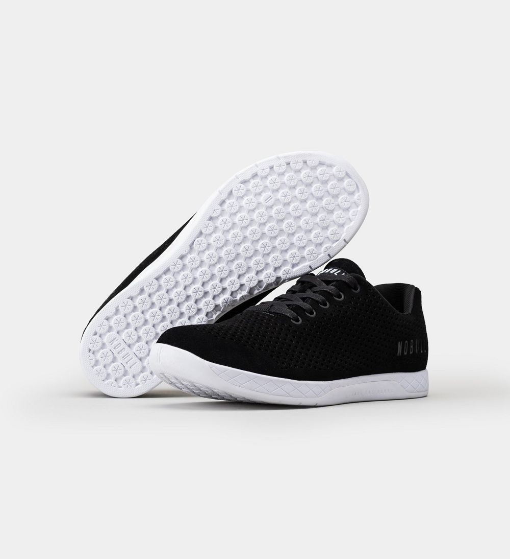 Men NOBULL Suede Training Shoes Black White | JXLQC-3124