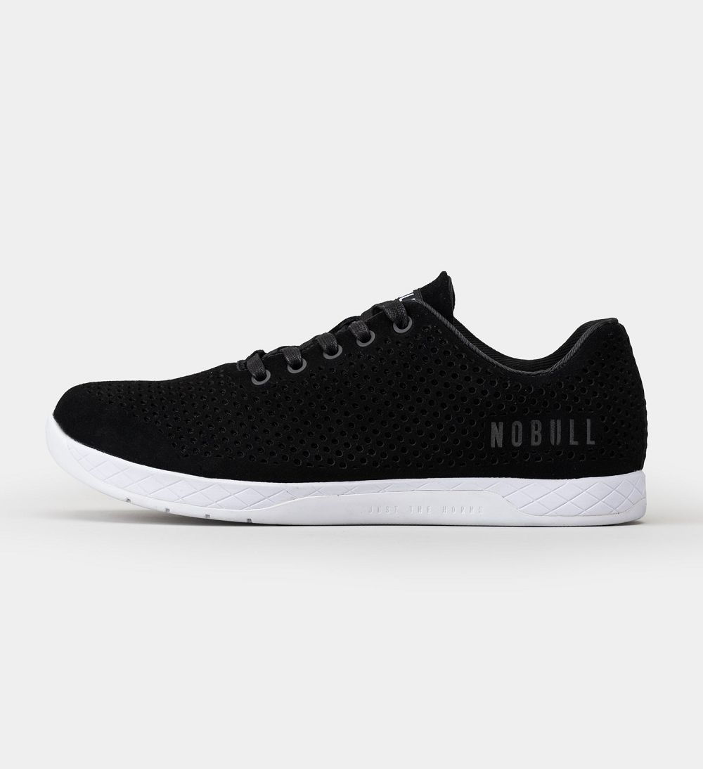 Men NOBULL Suede Training Shoes Black White | JXLQC-3124