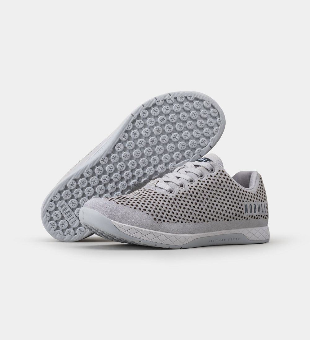 Men NOBULL Suede Training Shoes Light Grey | BGVOA-9705