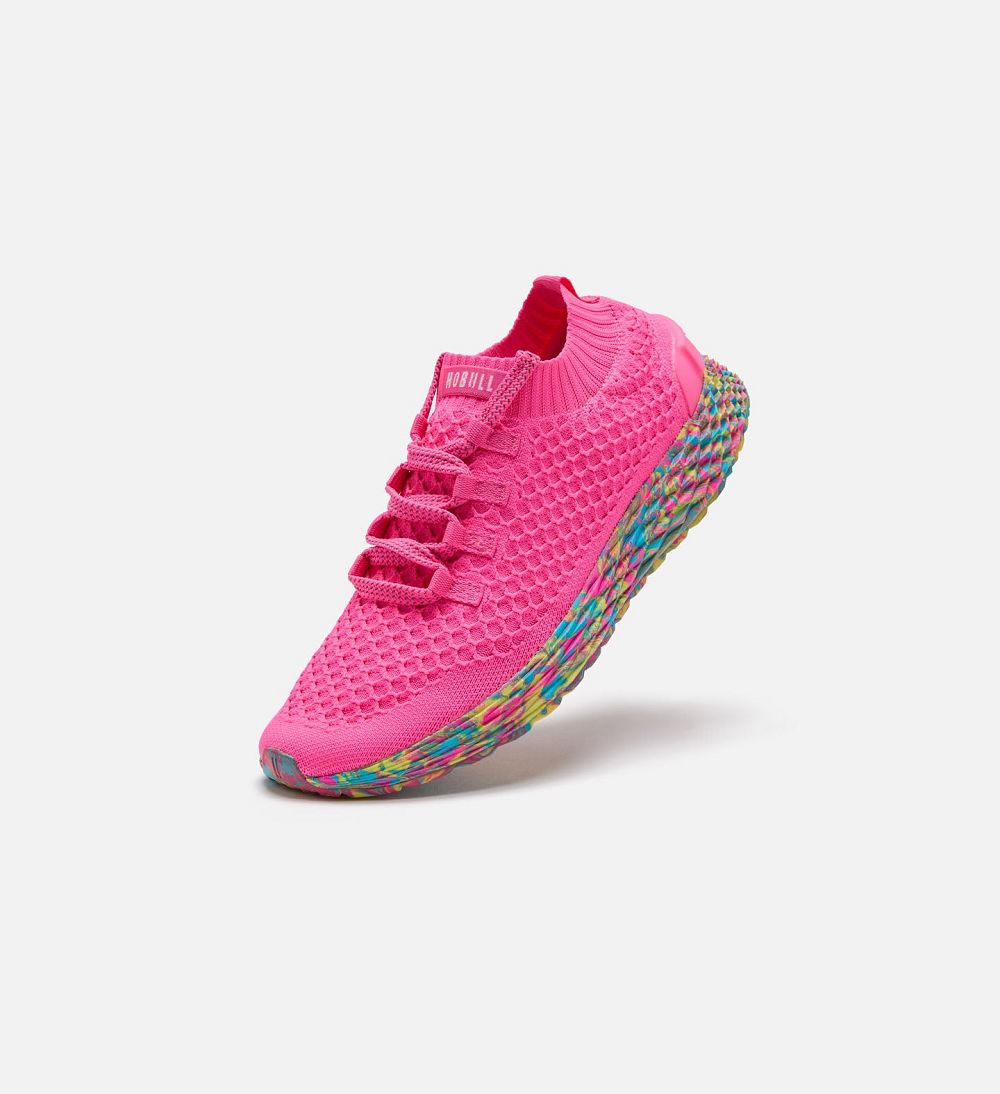 Men NOBULL Swirl ASPIRE Running Shoes Neon Pink Swirl | JWOIU-6841