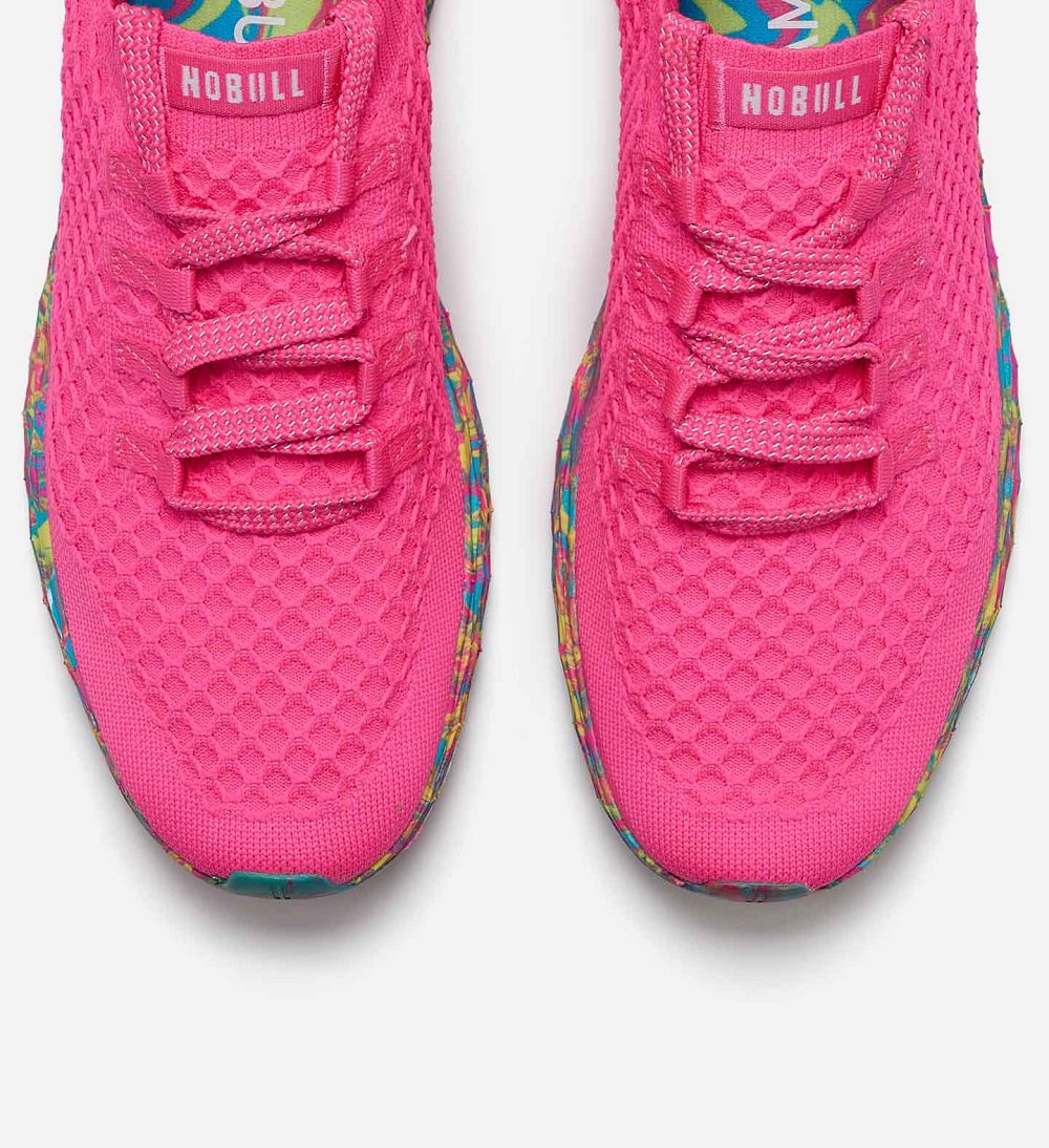 Men NOBULL Swirl ASPIRE Running Shoes Neon Pink Swirl | JWOIU-6841