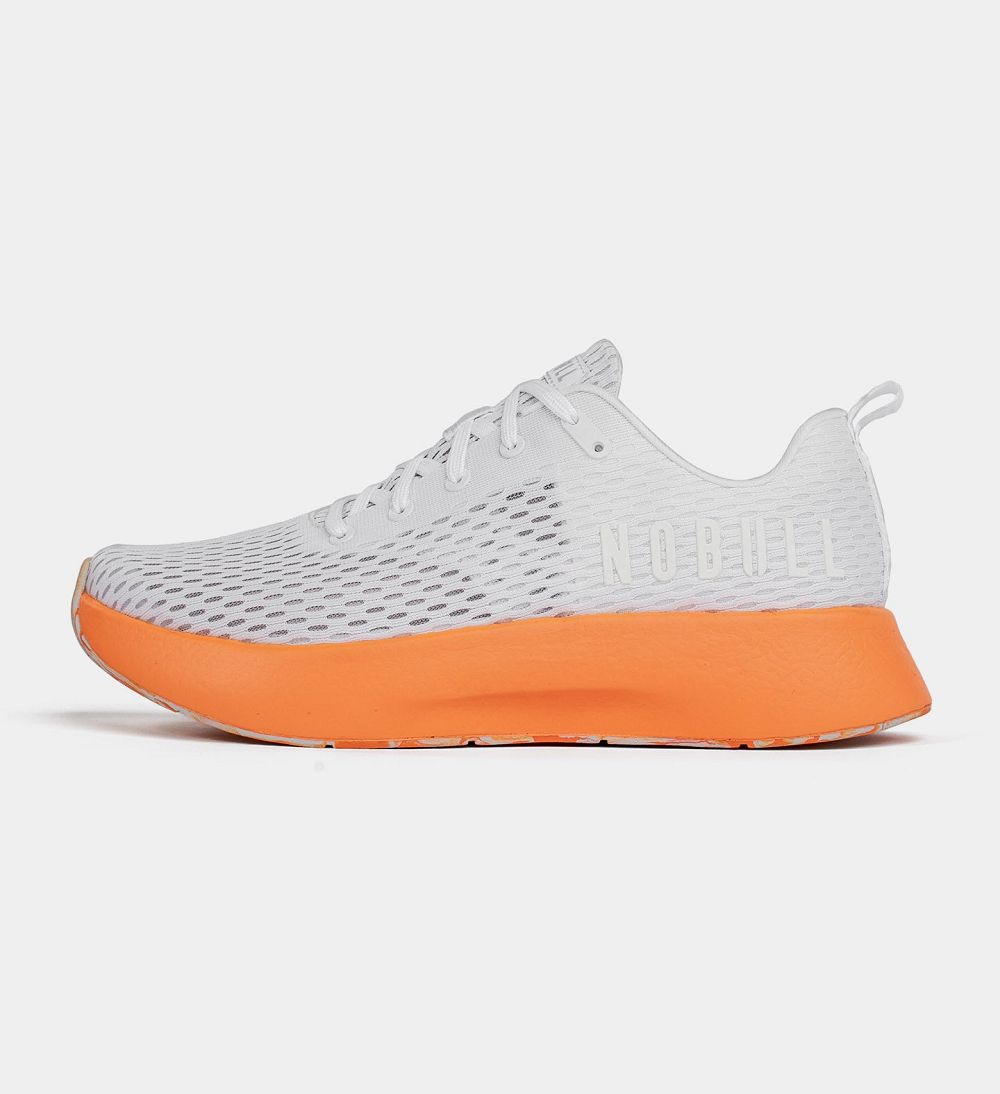 Men NOBULL Swirl JOURNEY Running Shoes White Neon Orange Swirl | CZHMV-9827