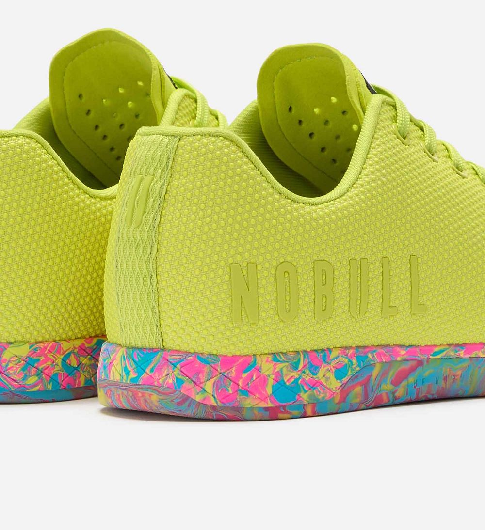 Men NOBULL Swirl OUTWORK Training Shoes Neon Lime Swirl | NJPGD-6024