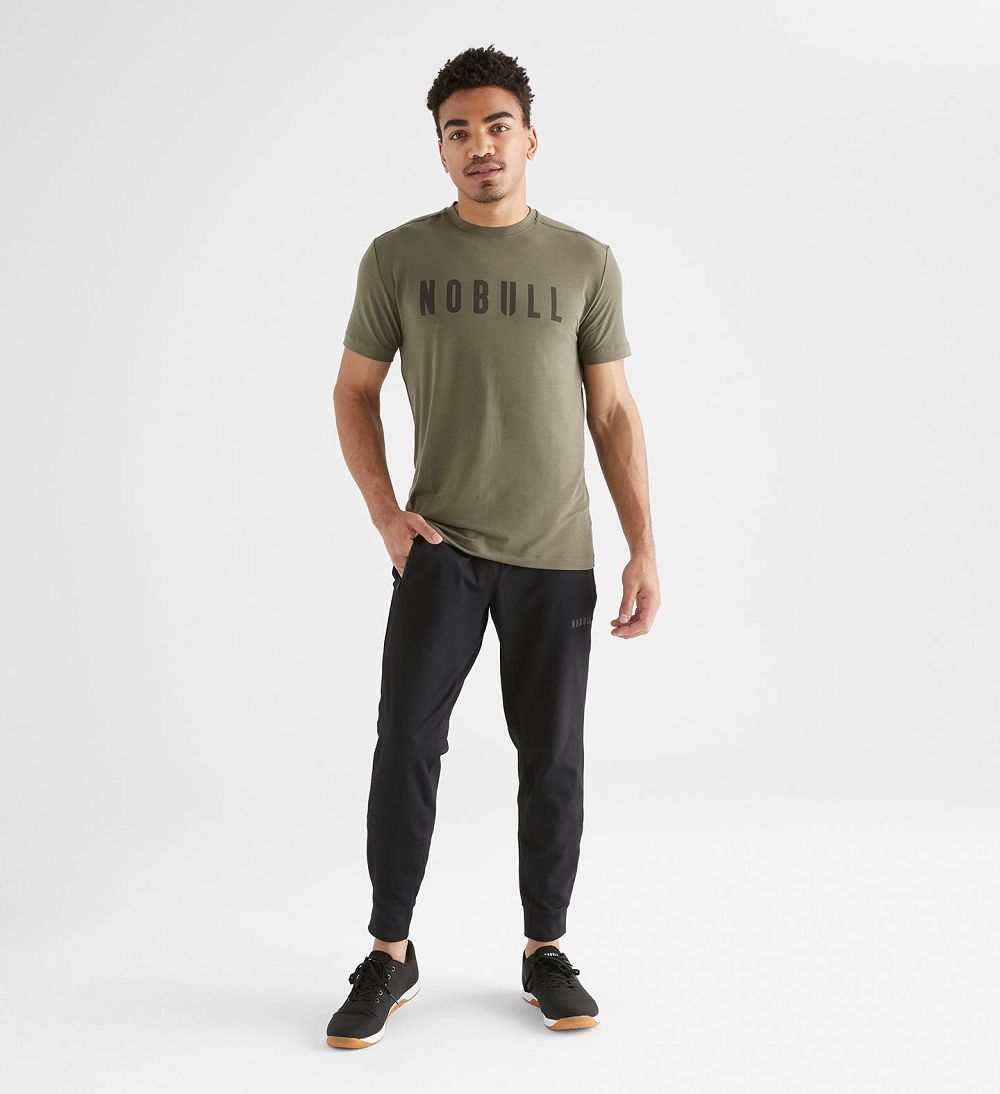 Men NOBULL T-Shirt Army Green | DKGEL-4213