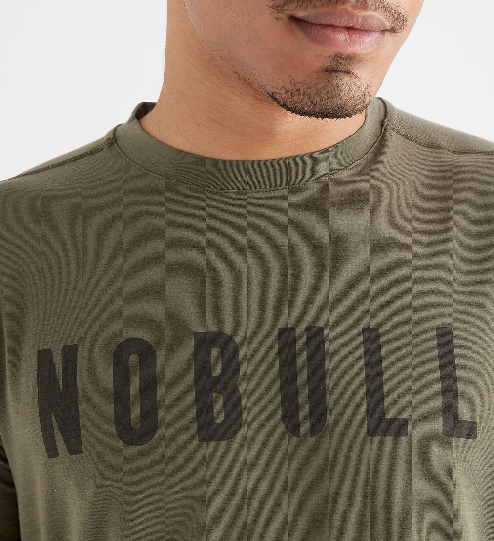 Men NOBULL T-Shirt Army Green | DKGEL-4213