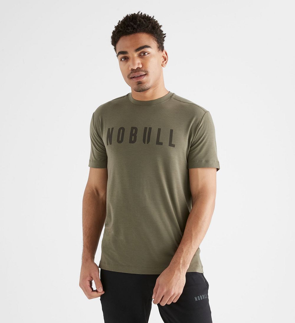 Men NOBULL T-Shirt Army Green | DKGEL-4213