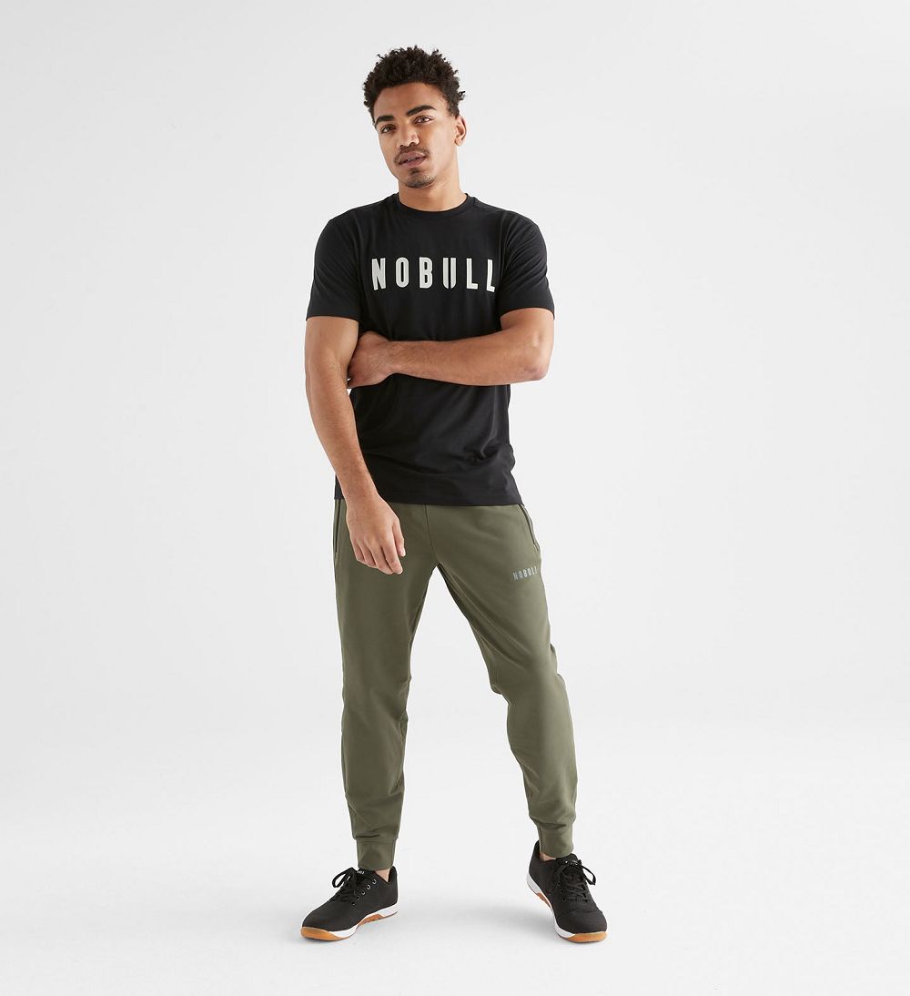 Men NOBULL T-Shirt Black White | PADZX-0963