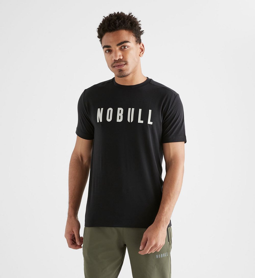 Men NOBULL T-Shirt Black White | PADZX-0963