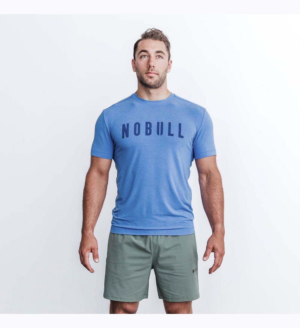 Men NOBULL T-Shirt Blue | DTHXY-4763