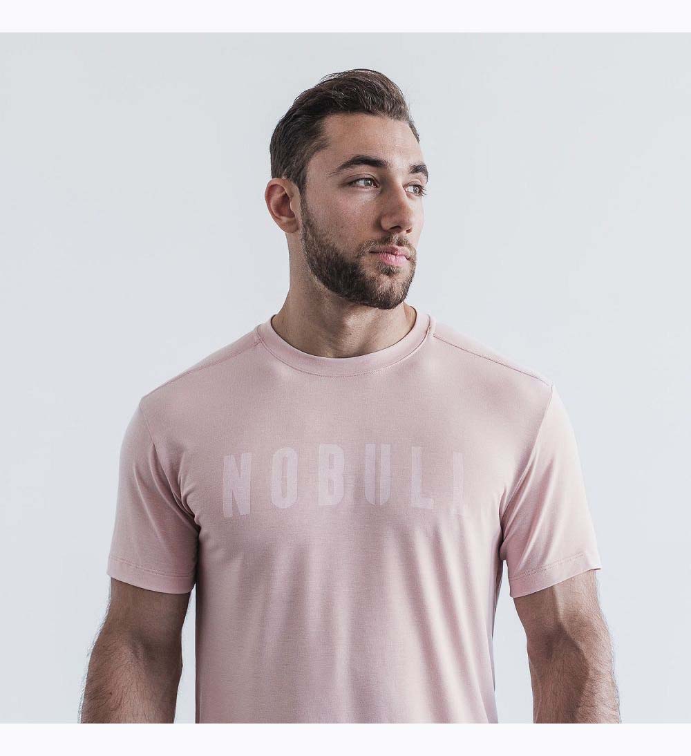 Men NOBULL T-Shirt Dusty Rose | HNOLU-5917