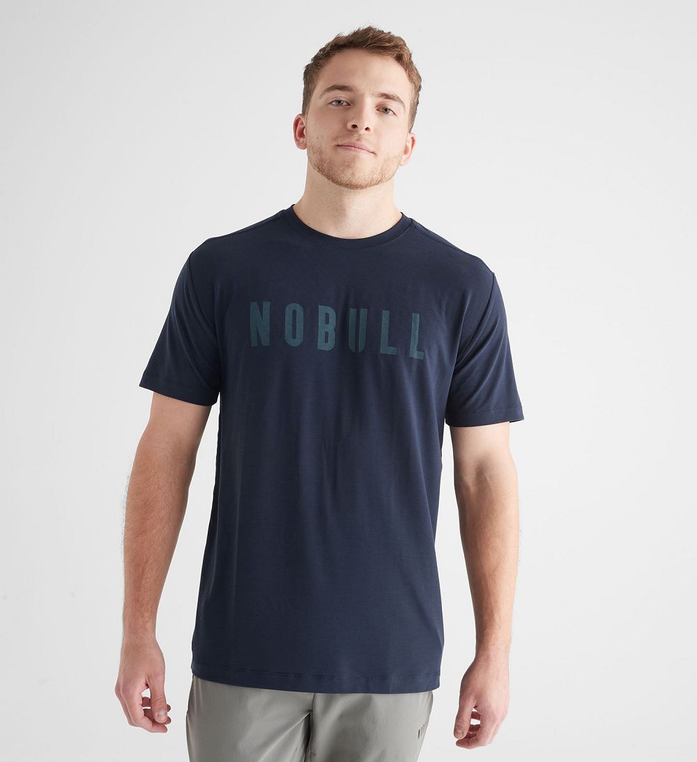 Men NOBULL T-Shirt Night Navy | TZPFW-0341