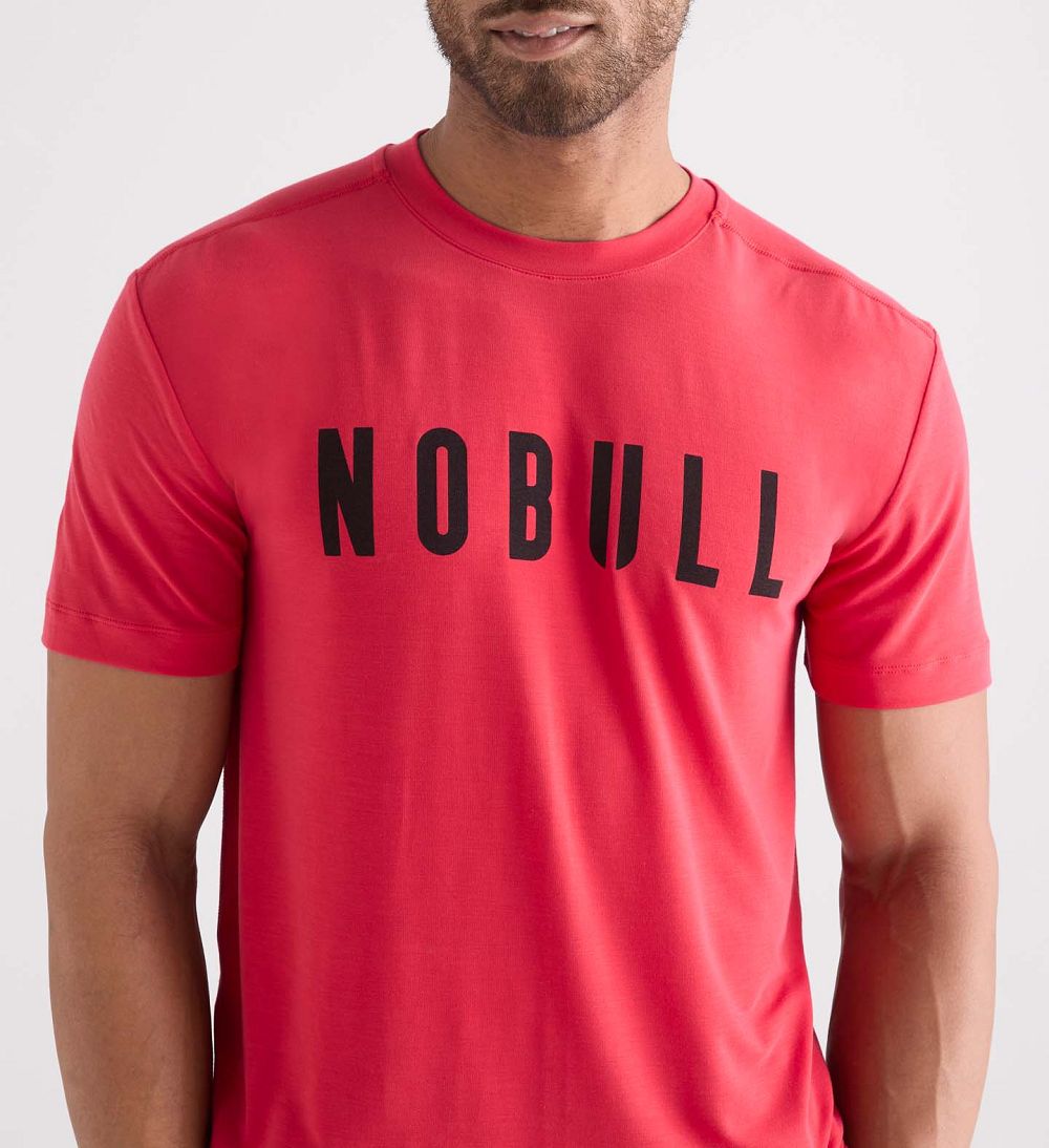 Men NOBULL T-Shirt True Red | NHJXV-4618