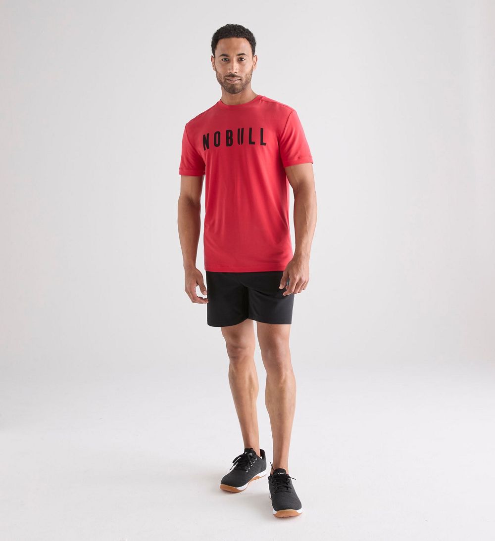 Men NOBULL T-Shirt True Red | NHJXV-4618