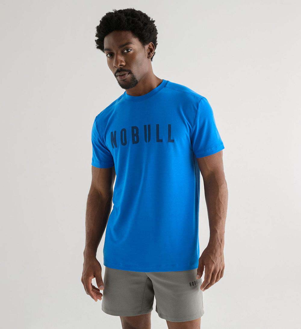 Men NOBULL T-Shirt Vivid Blue | SOFYG-6483