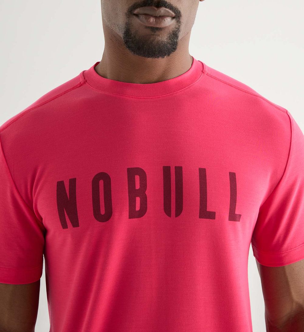 Men NOBULL T-Shirt Vivid Pink | ULVPO-1632