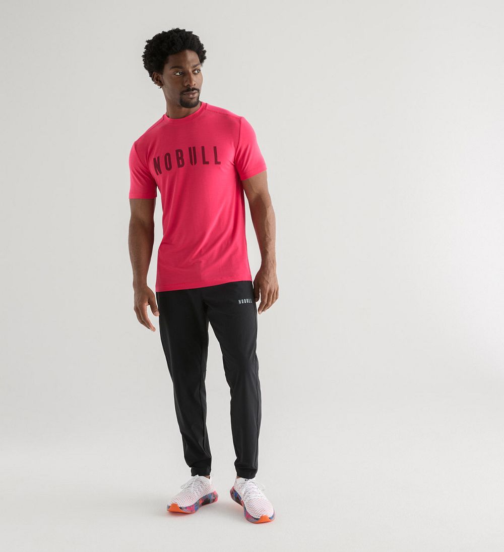 Men NOBULL T-Shirt Vivid Pink | ULVPO-1632